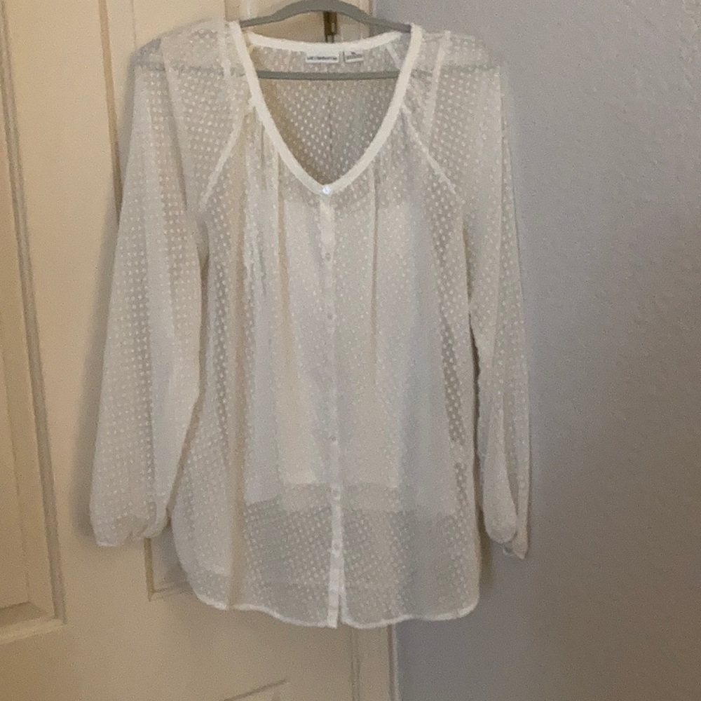 Liz Claiborne white sheer blouse with tank